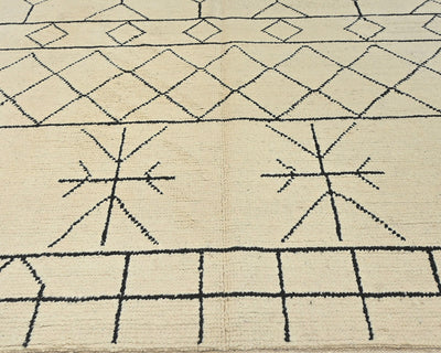 8x11 Moroccan Beige Hand Woven Wool Area Rug