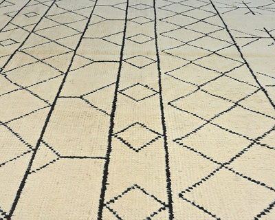 8x11 Moroccan Beige Hand Woven Wool Area Rug