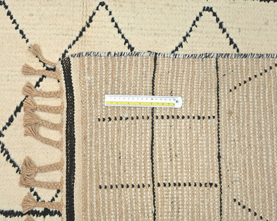 8x11 Moroccan Beige Hand Woven Wool Area Rug