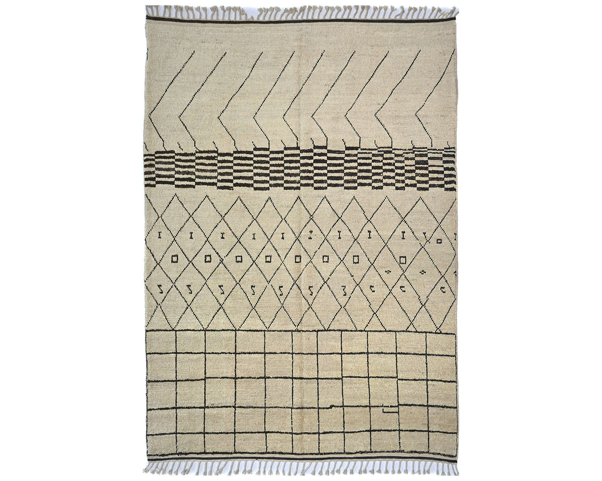 8x10 Moroccan Beige Hand Woven Wool Area Rug