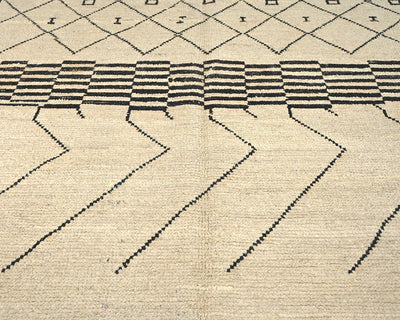 8x10 Moroccan Beige Hand Woven Wool Area Rug