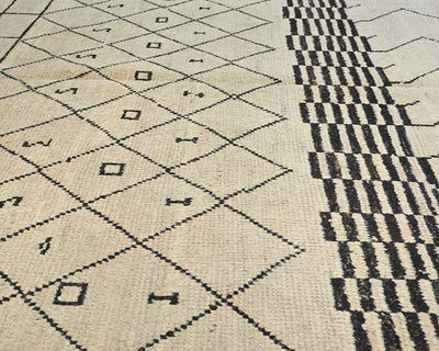 8x10 Moroccan Beige Hand Woven Wool Area Rug
