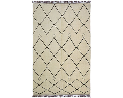 8x11 Moroccan Beige Hand Woven Wool Area Rug