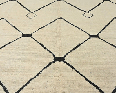 8x11 Moroccan Beige Hand Woven Wool Area Rug