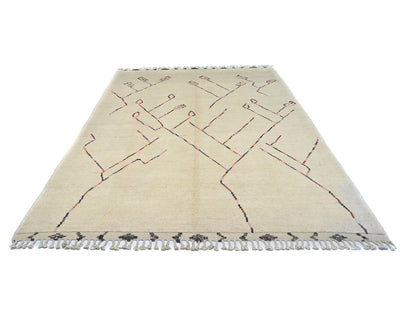 Alfombra marroquí de lana tejida a mano en beige de 8 x 11 pulgadas