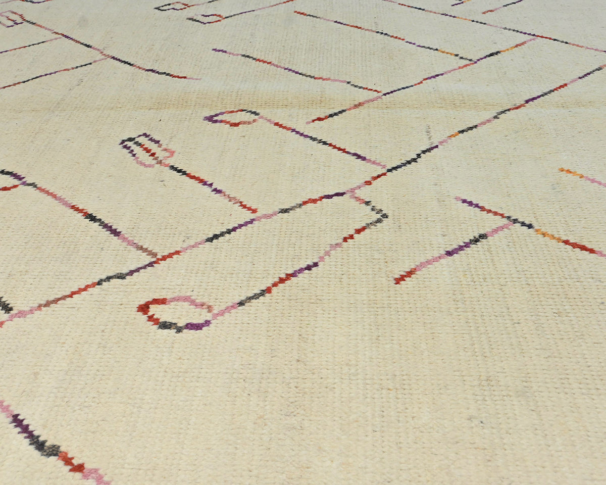 Alfombra marroquí de lana tejida a mano en beige de 8 x 11 pulgadas