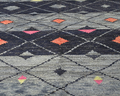 8x11 Moroccan Gray Hand Woven Wool Area Rug