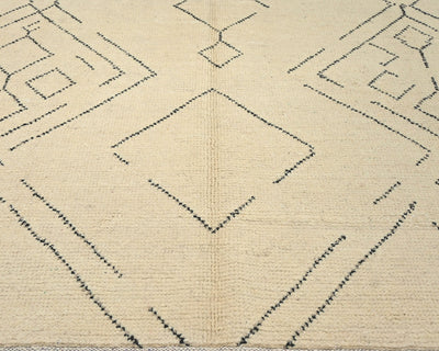 7x11 Moroccan Beige Hand Woven Wool Area Rug