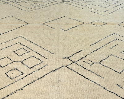 7x11 Moroccan Beige Hand Woven Wool Area Rug