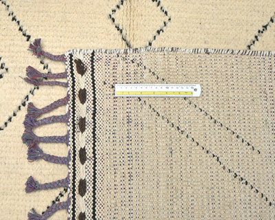 7x11 Moroccan Beige Hand Woven Wool Area Rug