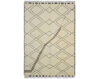 8x11 Moroccan Beige Hand Woven Wool Area Rug