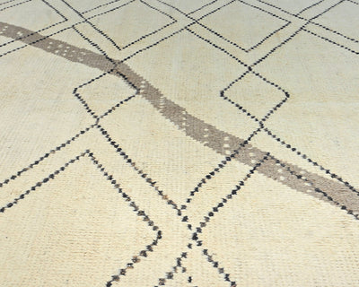 8x11 Moroccan Beige Hand Woven Wool Area Rug