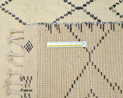 8x11 Moroccan Beige Hand Woven Wool Area Rug