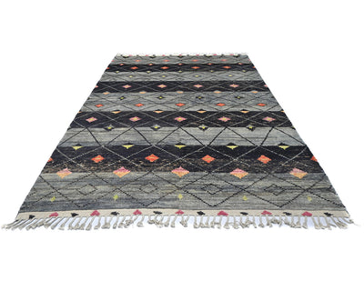 Alfombra marroquí de lana tejida a mano en gris de 8 x 12 pulgadas