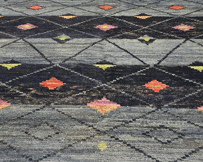 Alfombra marroquí de lana tejida a mano en gris de 8 x 12 pulgadas
