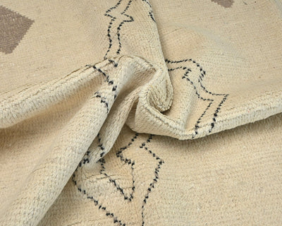 Alfombra marroquí de lana tejida a mano en beige de 9 x 14 pulgadas