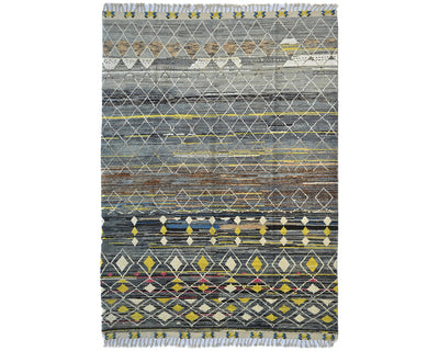 Alfombra marroquí de lana tejida a mano en gris de 9 x 13 pulgadas