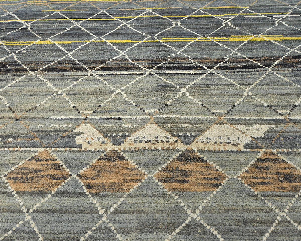 9x13 Moroccan Gray Hand Woven Wool Area Rug