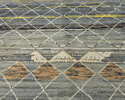 Alfombra marroquí de lana tejida a mano en gris de 9 x 13 pulgadas