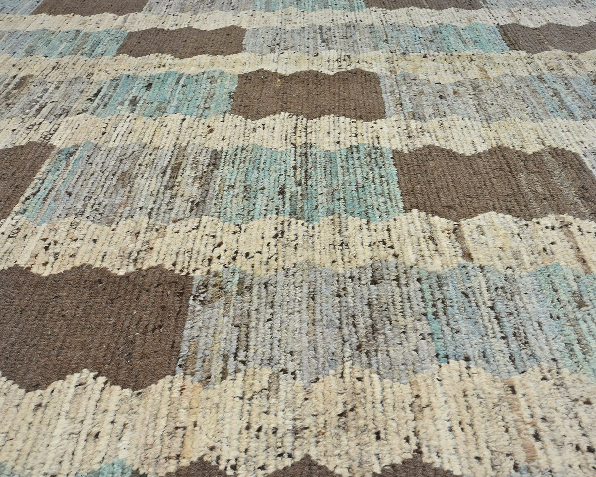 Alfombra marroquí multicolor de lana tejida a mano de 10 x 14 pulgadas