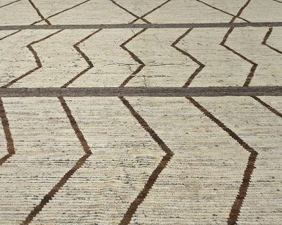 Alfombra marroquí de lana tejida a mano en beige de 10 x 14 pulgadas