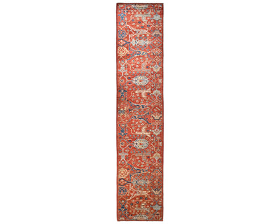 12 Ft Rust Aryana Afghan Hand Knotted Veg Dye Wool Runner Rug