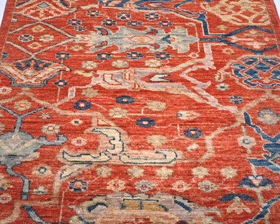 12 Ft Rust Aryana Afghan Hand Knotted Veg Dye Wool Runner Rug