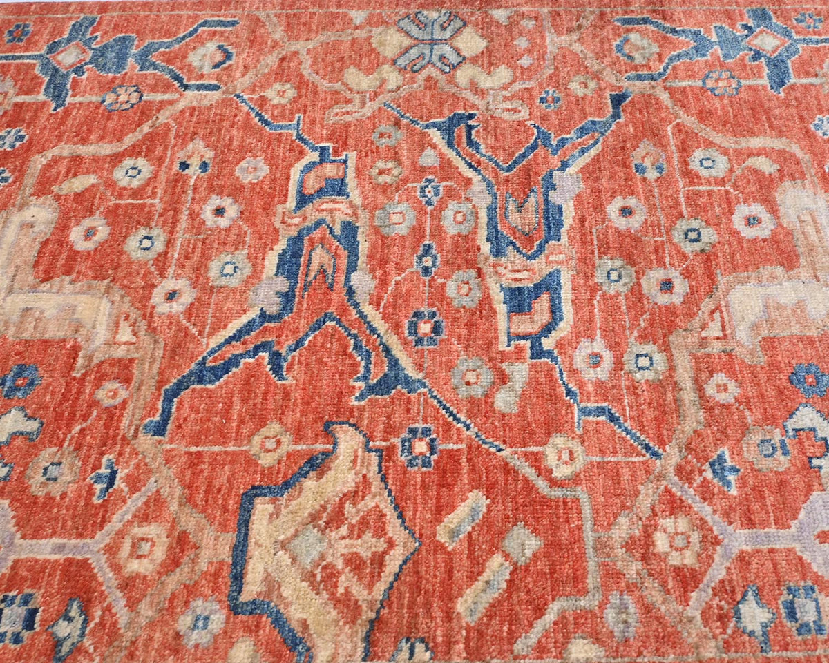 12 Ft Rust Aryana Afghan Hand Knotted Veg Dye Wool Runner Rug