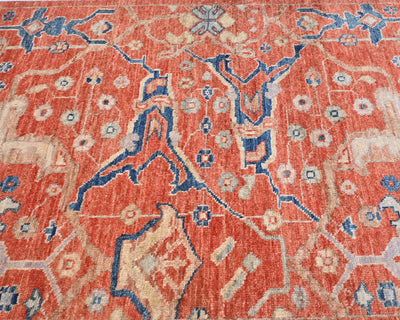 12 Ft Rust Aryana Afghan Hand Knotted Veg Dye Wool Runner Rug