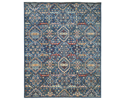 Blue 8x10 Aryana Afghan Hand Knotted Veg Dye Wool Area Rug