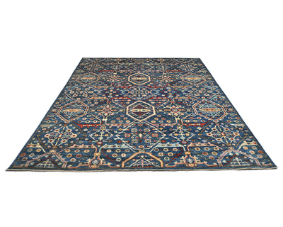 Blue 8x10 Aryana Afghan Hand Knotted Veg Dye Wool Area Rug