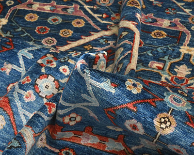 Blue 8x10 Aryana Afghan Hand Knotted Veg Dye Wool Area Rug