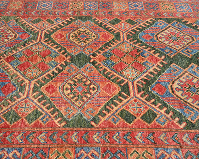 Alfombra afgana Ersari de lana teñida con vegetales, anudada a mano, de 4 x 6 pulgadas, color rojo y verde