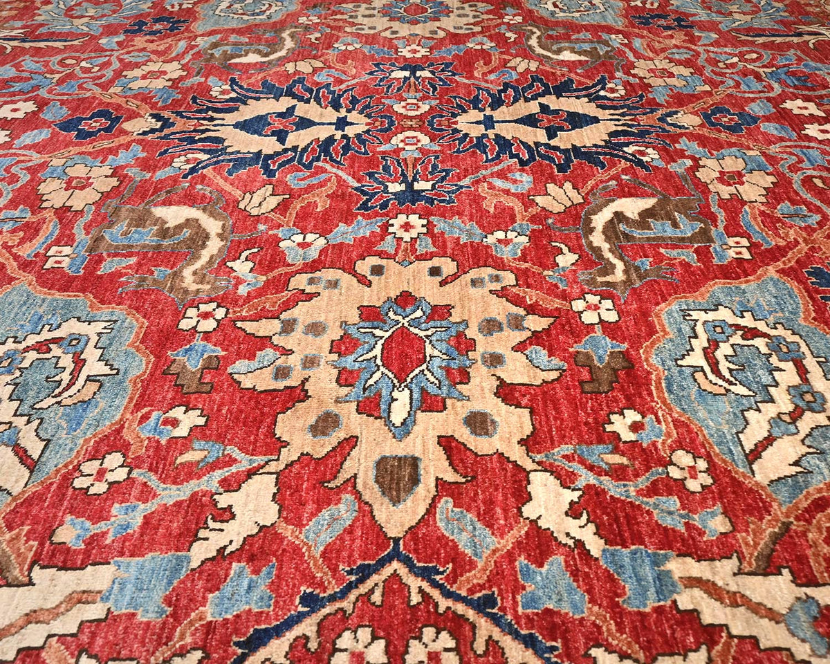 9x12 Red Aryana Afghan Hand Knotted Veg Dye Wool Area Rug