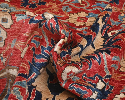 9x12 Red Aryana Afghan Hand Knotted Veg Dye Wool Area Rug