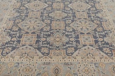 8x10 Chobi Gray Afghan Hand Knotted Geometric Wool Area Rug