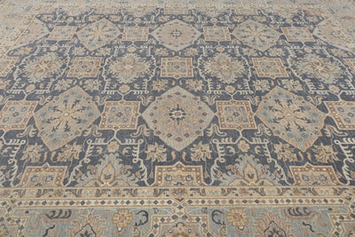 8x10 Chobi Gray Afghan Hand Knotted Geometric Wool Area Rug