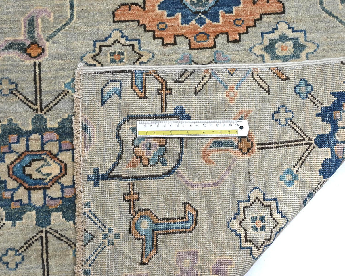 12 Ft Silver Gray Aryana Afghan Hand Knotted Veg Dye Wool Runner Rug