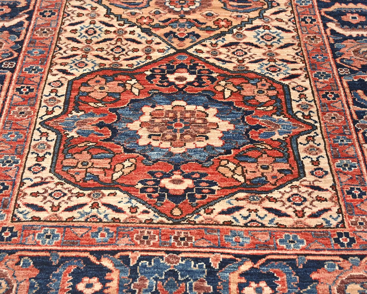 4x12 Beige Blue Aryana Afghan Hand Knotted Veg Dye Wool Runner Rug