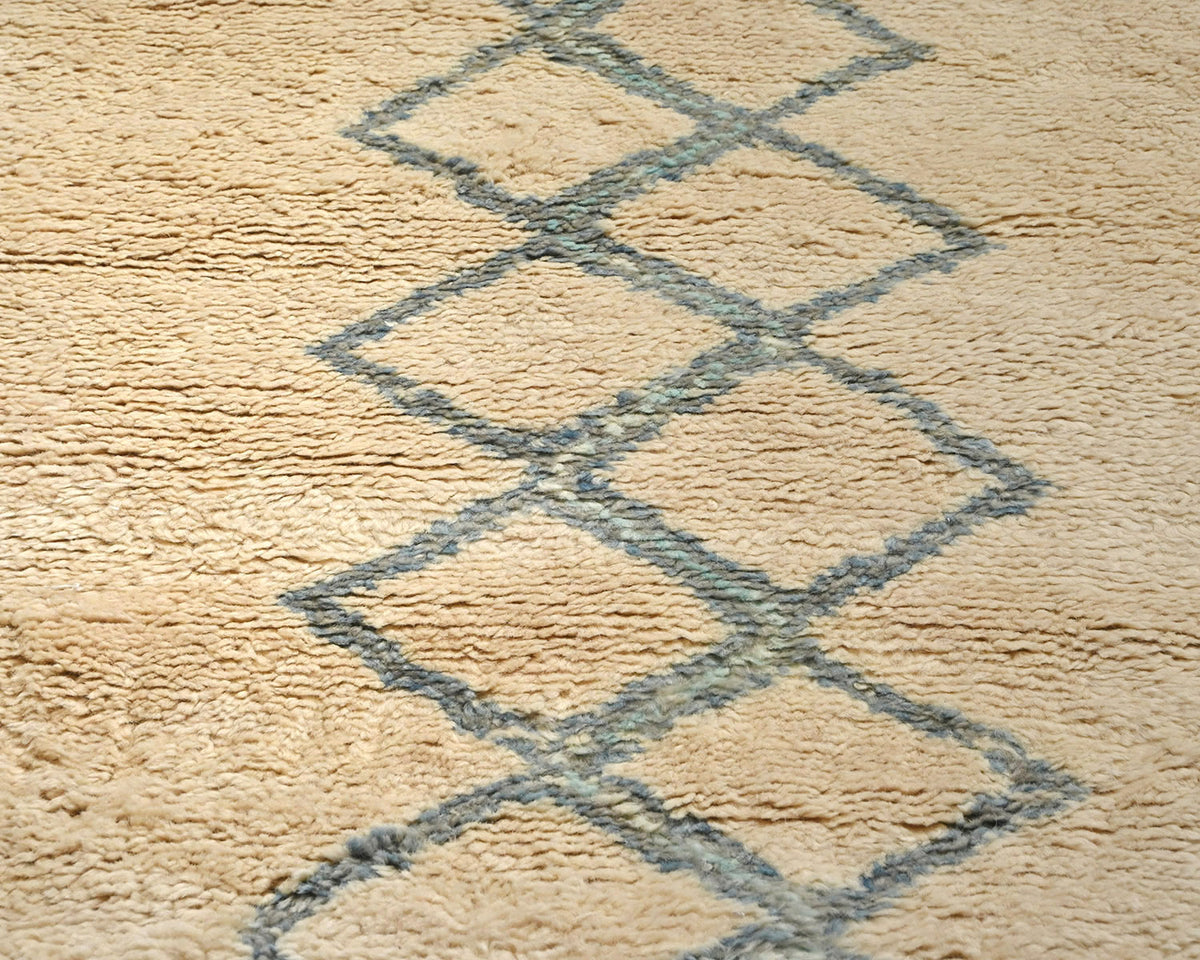 Alfombra marroquí de lana tejida a mano en beige de 3,6 metros