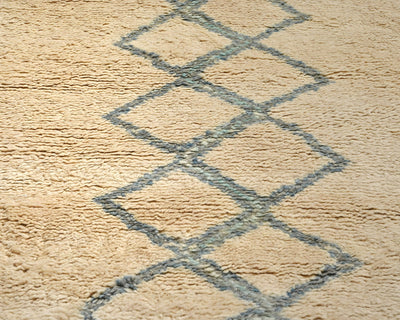 Alfombra marroquí de lana tejida a mano en beige de 3,6 metros