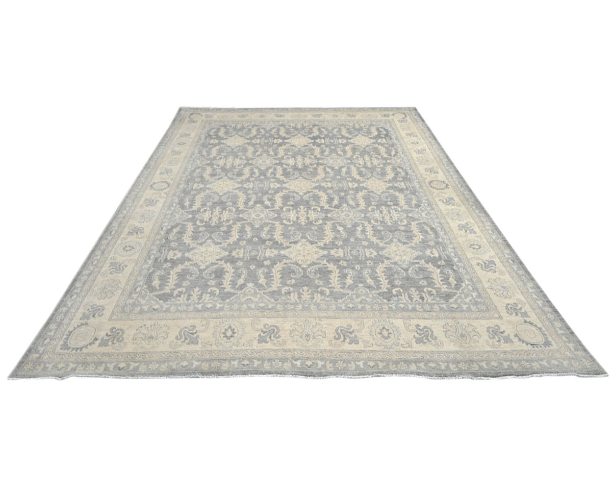 12x14 Ziegler Gray Afghan Hand Knotted Wool Area Rug