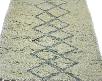 Alfombra marroquí de lana tejida a mano en beige de 3,6 metros