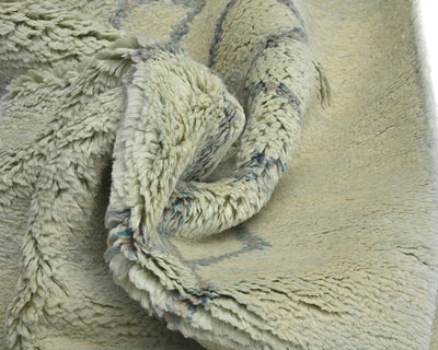 Alfombra marroquí de lana tejida a mano en beige de 3,6 metros