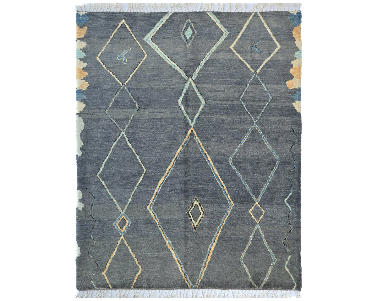 Alfombra marroquí de lana tejida a mano en gris de 8x8