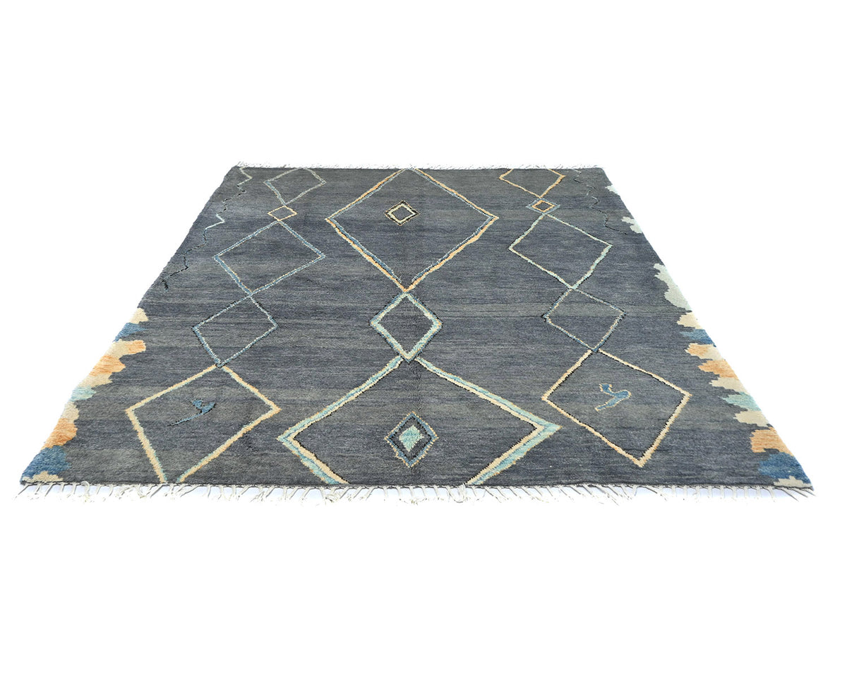 Alfombra marroquí de lana tejida a mano en gris de 8x8
