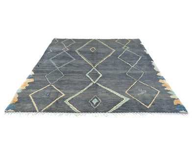 Alfombra marroquí de lana tejida a mano en gris de 8x8