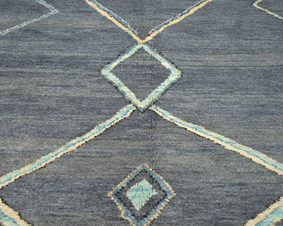 Alfombra marroquí de lana tejida a mano en gris de 8x8