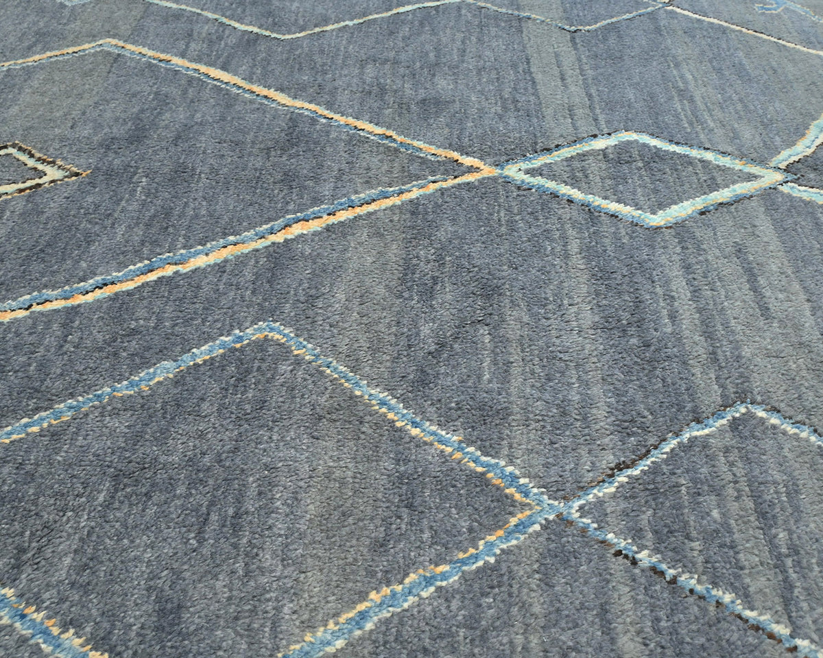 Alfombra marroquí de lana tejida a mano en gris de 8x8