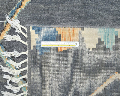Alfombra marroquí de lana tejida a mano en gris de 8x8